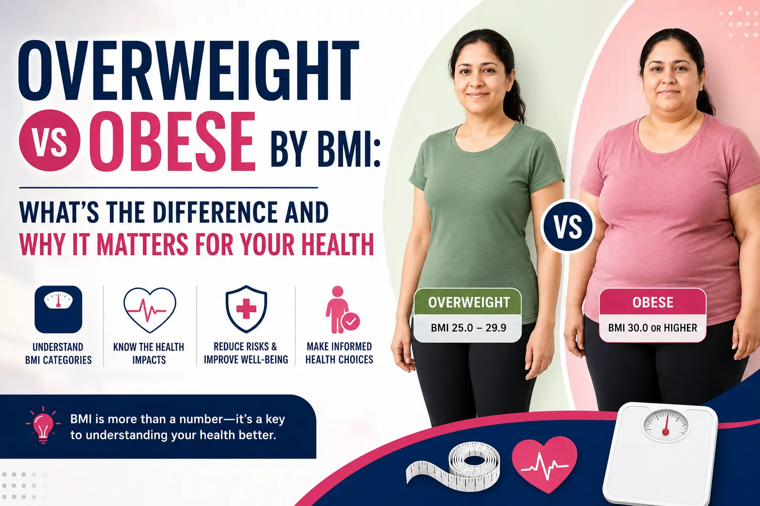 Difference between overweight and obese by bmi